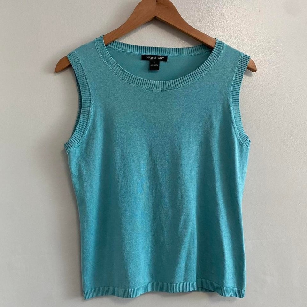 Aqua silk tank by August Silk
